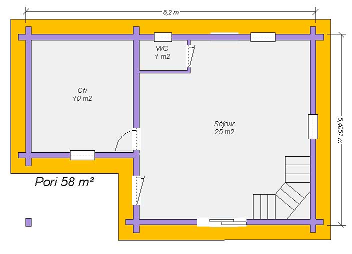 Chalet bois PORI 58 m