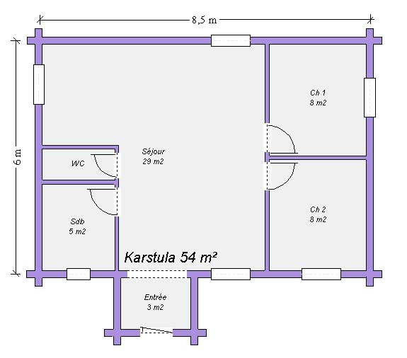 Maison bois KARSTULA 54 m²