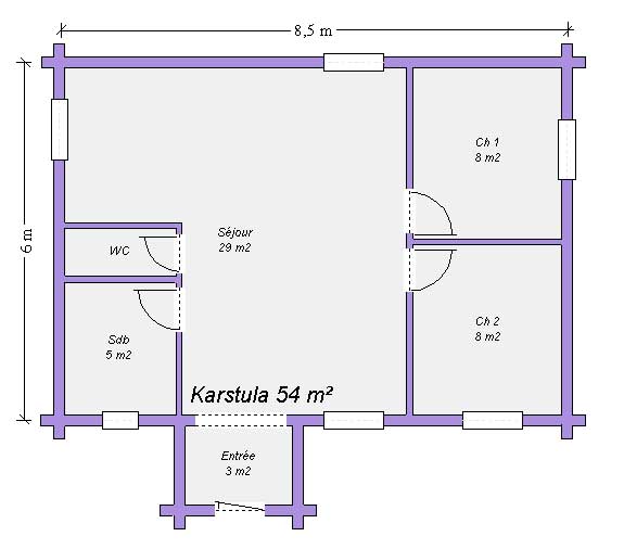 Maison bois KARSTULA 54 m