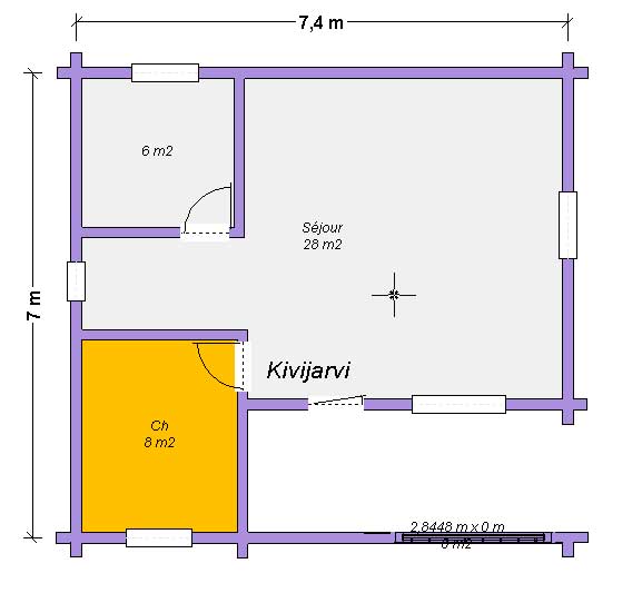 Chalet bois KIVIJARVI 51.8 m²