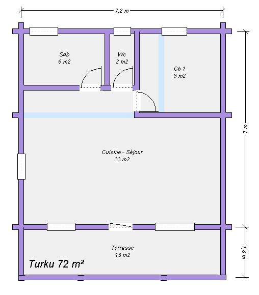 Maison bois TURKU 72 m²